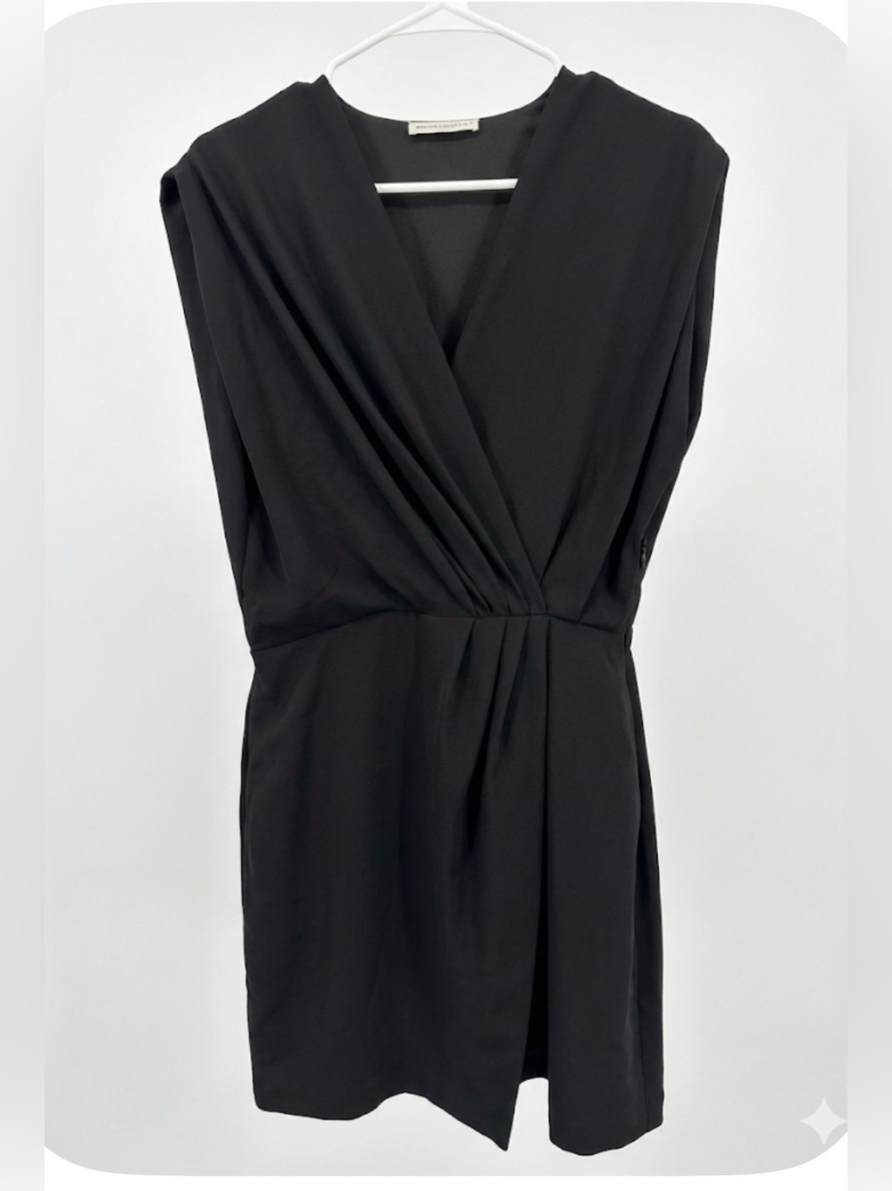 MODENAIRE Classic Black Wrap-Front Mini Dress/ Pockets/ S / Ptp-19”/ NWOT
